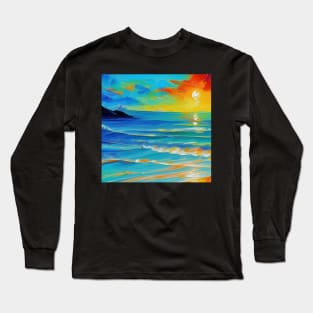 Beautiful Sunrise Oil Painting - Natural Beauty Long Sleeve T-Shirt